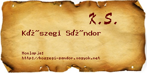 Kőszegi Sándor névjegykártya